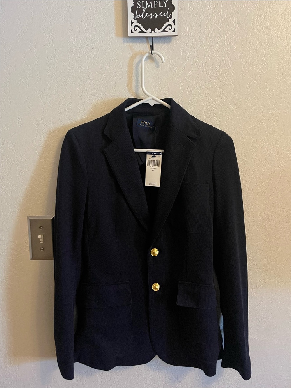 Ralph Lauren Navy Blazer with Gold-Tone Buttons